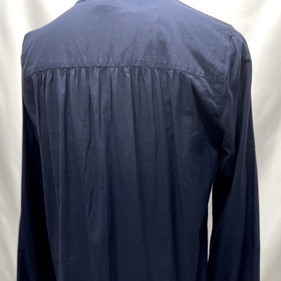 J.Crew Embroidered Bib Peasant Top Navy Blue Sz Small - Picture 4 of 13